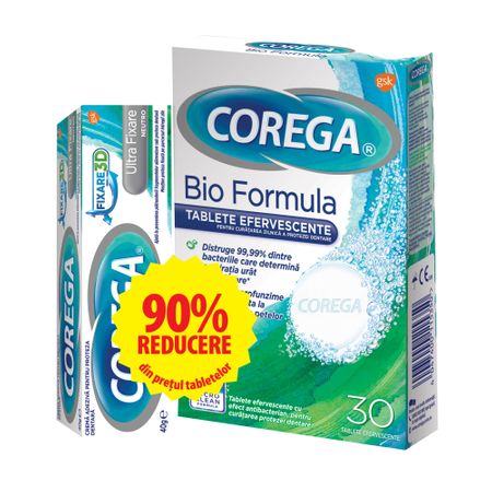 Crema adeziva pentru proteza dentara Corega Ultra Fixare Neutro 1+90% reducere din pretul tabletelor