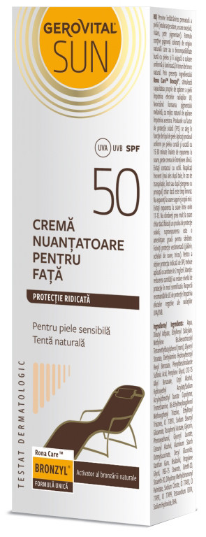 Crema nuantatoare pentru fata SPF50 Gerovital Sun, 50ml