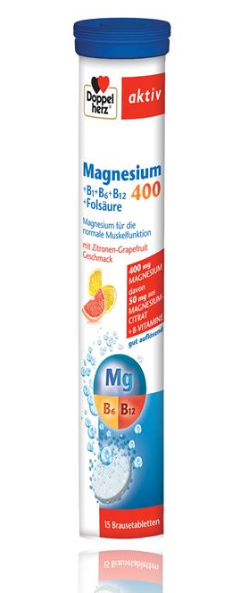 Doppelherz Aktiv Magneziu 400 + B1 + B6 + B12 + Acid folic, 15 comprimate efervescente