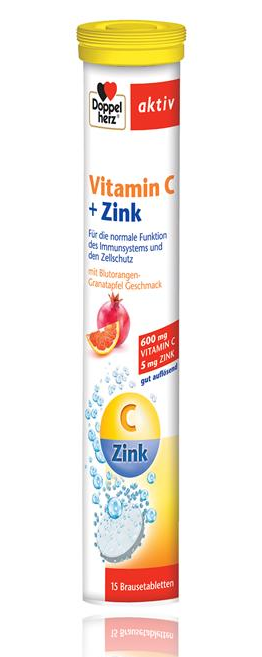 Doppelherz Aktiv, Vitamina C + Zinc, 15 comprimate efervescente