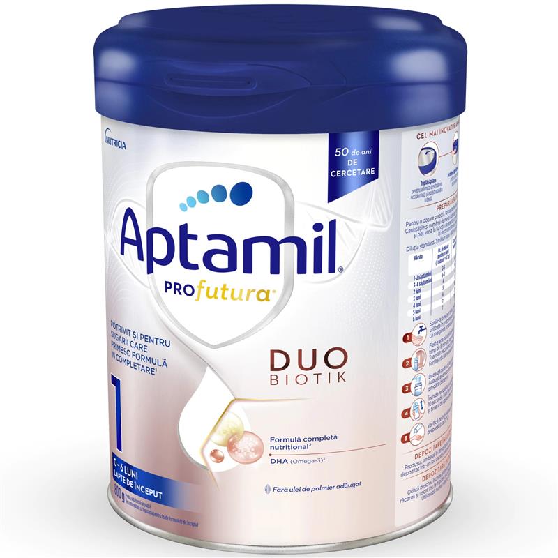 Formula de lapte de inceput  Aptamil Profutura 1 Duo Biotik, de la nastere, 800 g
