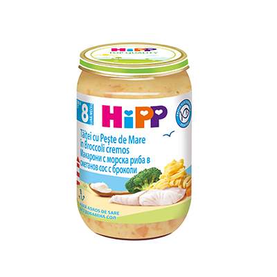 Hipp Taietei cu Peste de Mare in Brocoli cremos din luna a 8 a 220 gr