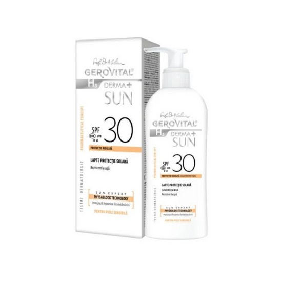 Lapte pentru protectie solara Gerovital H3 Derma+ Sun, cu SPF30, 150 ml