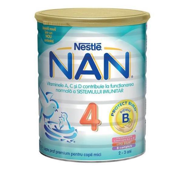 NAN 4  cu vitaminele A,C si D Nestle de la 2-3 ani 800g