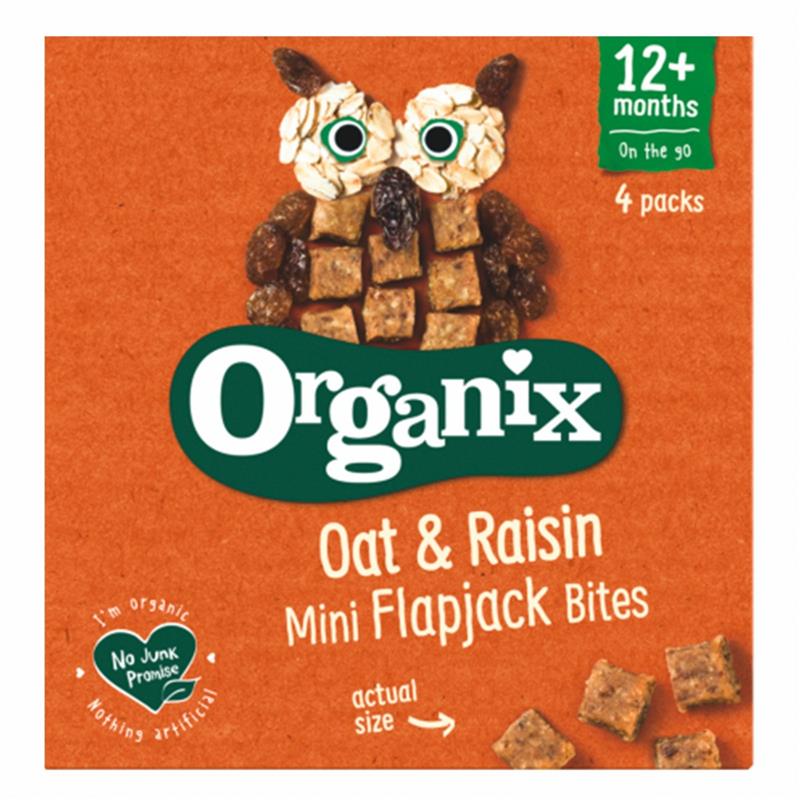 Organix Flapjack - Cubulete ecologice (BIO) moi din ovaz integral si stafide, 12 luni+, 80g