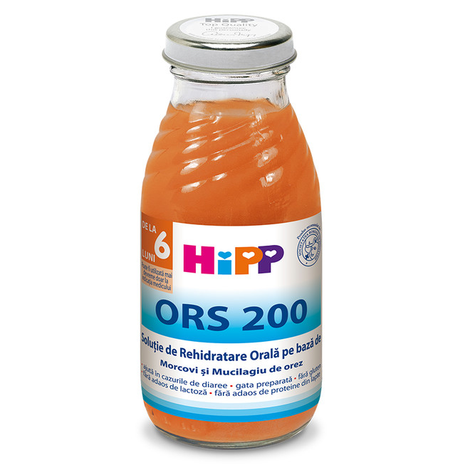 ORS 200, SOLUTIE DE REHIDRATARE ORALA MORCOVI SI MUCILAGIU DE OREZ, 200 ML, HIPP