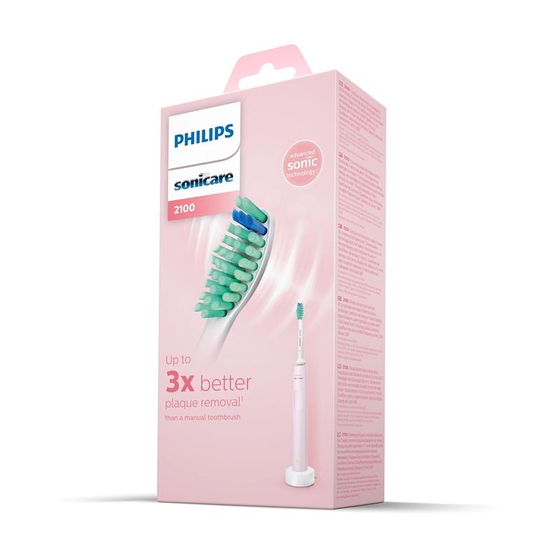 Periuta de dinti sonica electrica Philips Sonicare Seria 2100 HX3651/11, 31000 miscari/minut, Cronometru Quadpacer si SmarTimer, Design ergonomic subtire, 1 capat de periere, Roz
