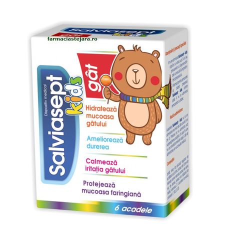 Salviasept Kids gat, 6 acadele, Zdrovit