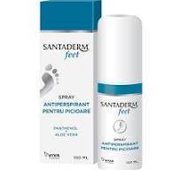 Spray antiperspirant pentru picioare Santaderm 4feet, 100 ml, Viva Pharma