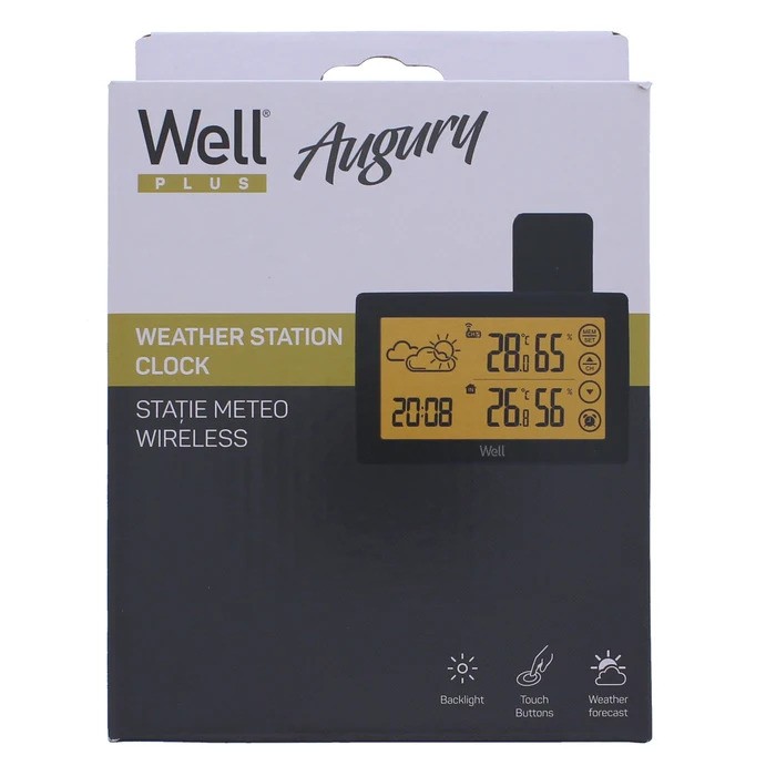 Statie meteo Well Augury, cu senzor extern, umiditate, temperatura, ecran tactil