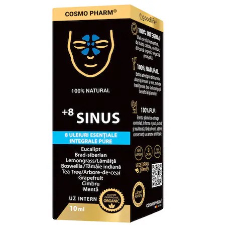 Ulei esential Sinus "8 uleiuri esentiale integrale pure", Cosmo Pharm, 10 ml 