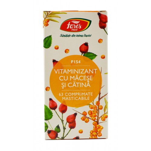 Vitaminizant cu Macese si Catina F 154, Fares, 63 comprimate masticabile